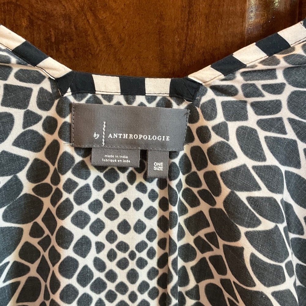 Anthropologie Black Pink White Printed Duster Kimono Wrap - Picture 2 of 3